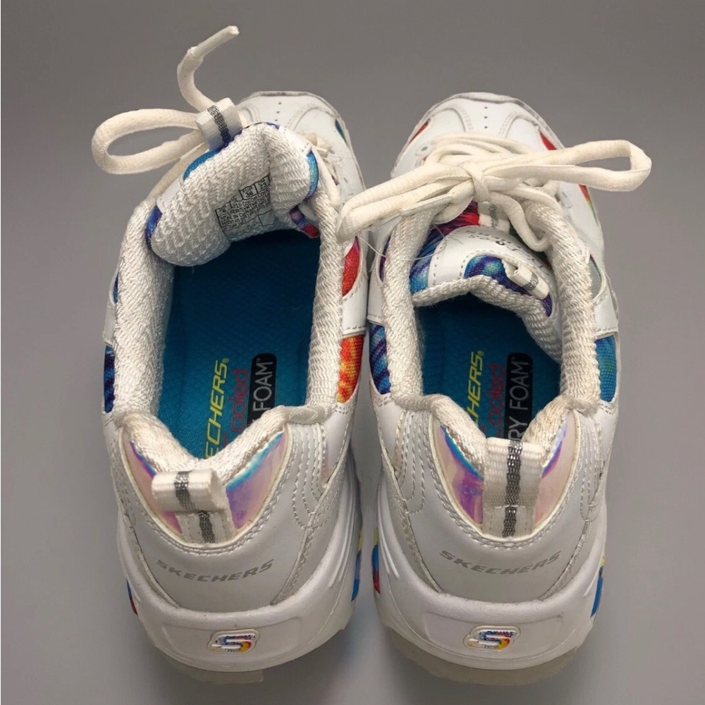 Skechers D'Lites Shoes Women’s SZ 6 Leather White Sneaker Chunky Colorful Fiesta - Picture 7 of 10
